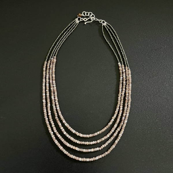 4 Strand Mauve Moonstone Pyrite Necklace - 2024 holiday gift guide