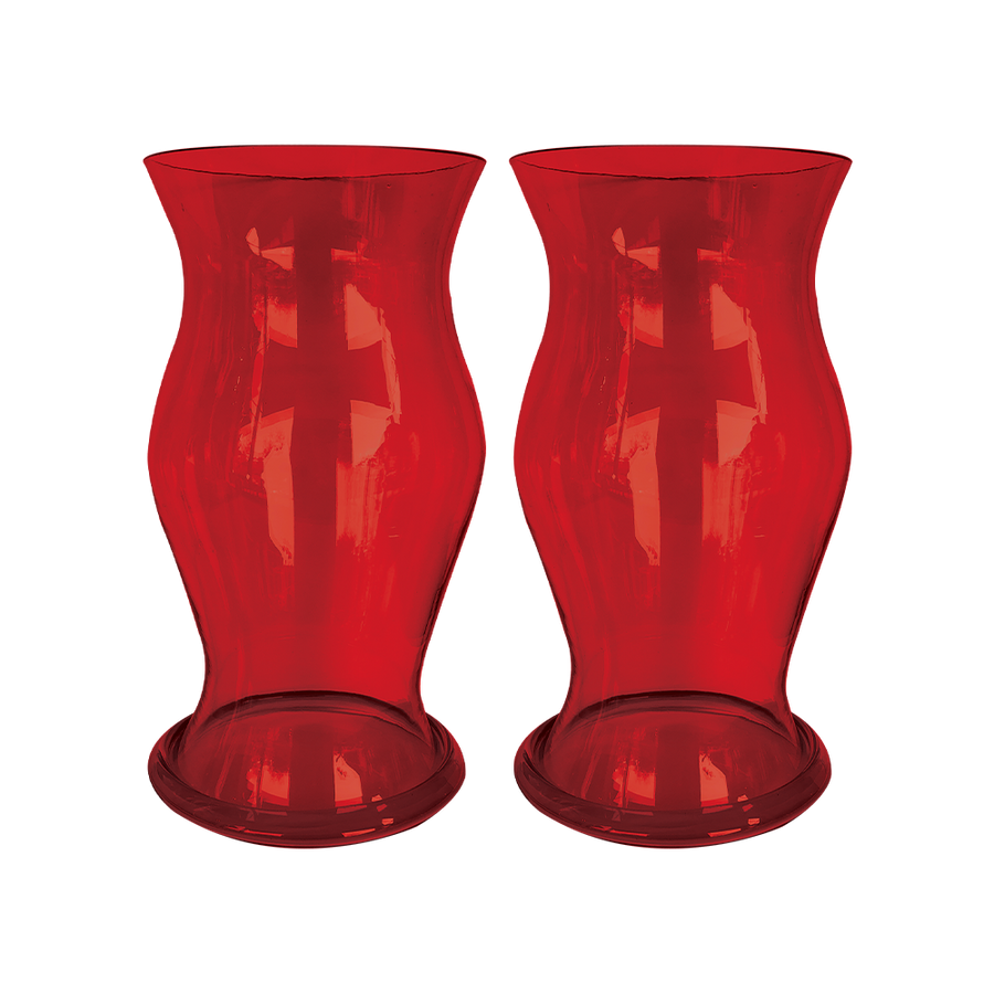 Ruby Red Glass Hurricanes Set of 2