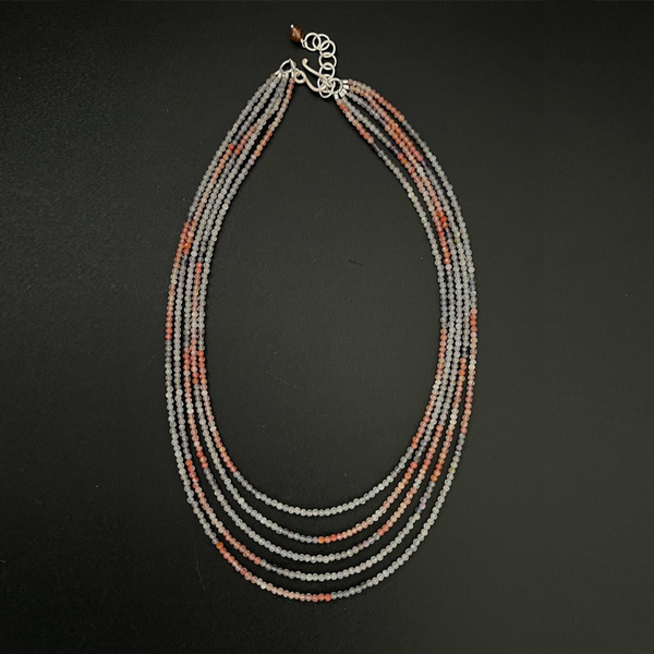 5 Strand Quartz Iolite and Carnelian Necklace - 2024 holiday gift guide