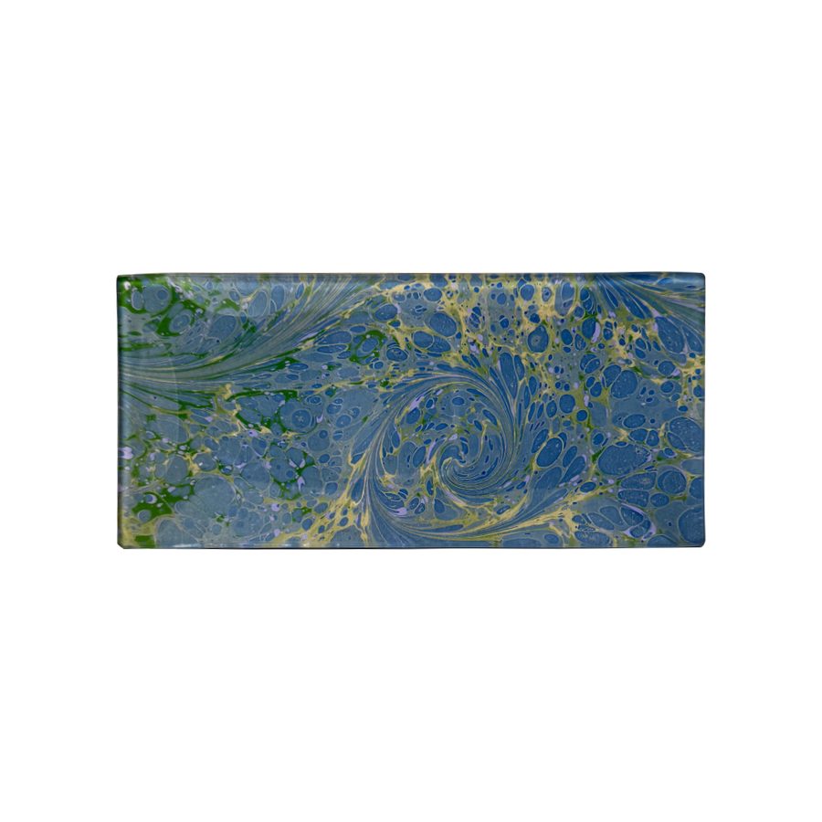 3.5 x 7 Blue Green Swirl Glass Tray