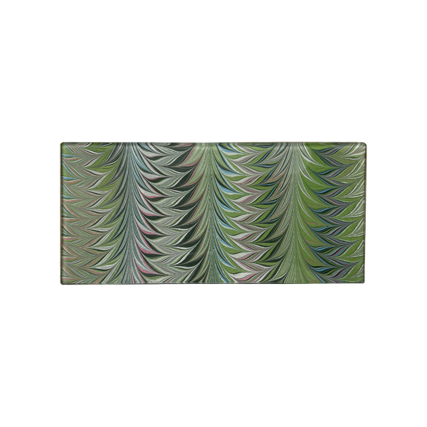 3.5 x 7 Pink Green Feather Glass Tray - 2024 holiday gift guide