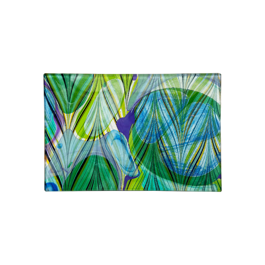 4.5 x 6.5 Mod Purple Green Glass Tray