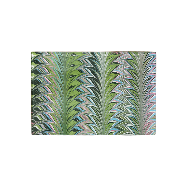 4.5 x 6.5 Pink Green Feather Glass Tray - 2024 holiday gift guide