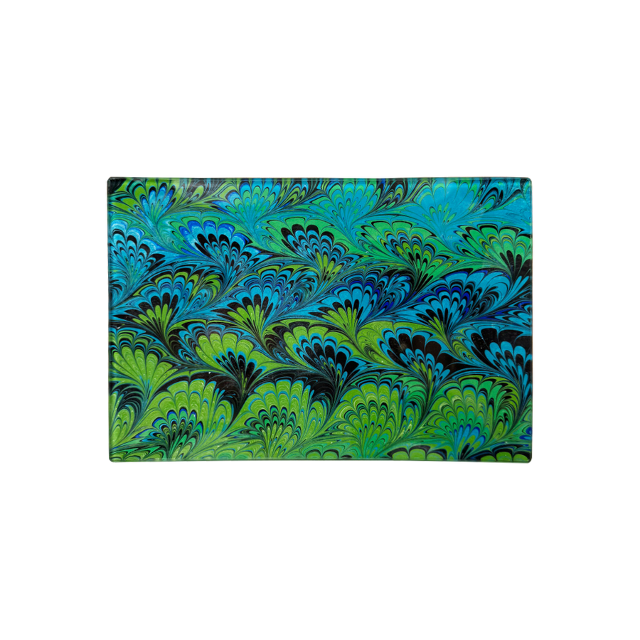 4.5 x 6.5 Turquoise Green Marble Glass Tray