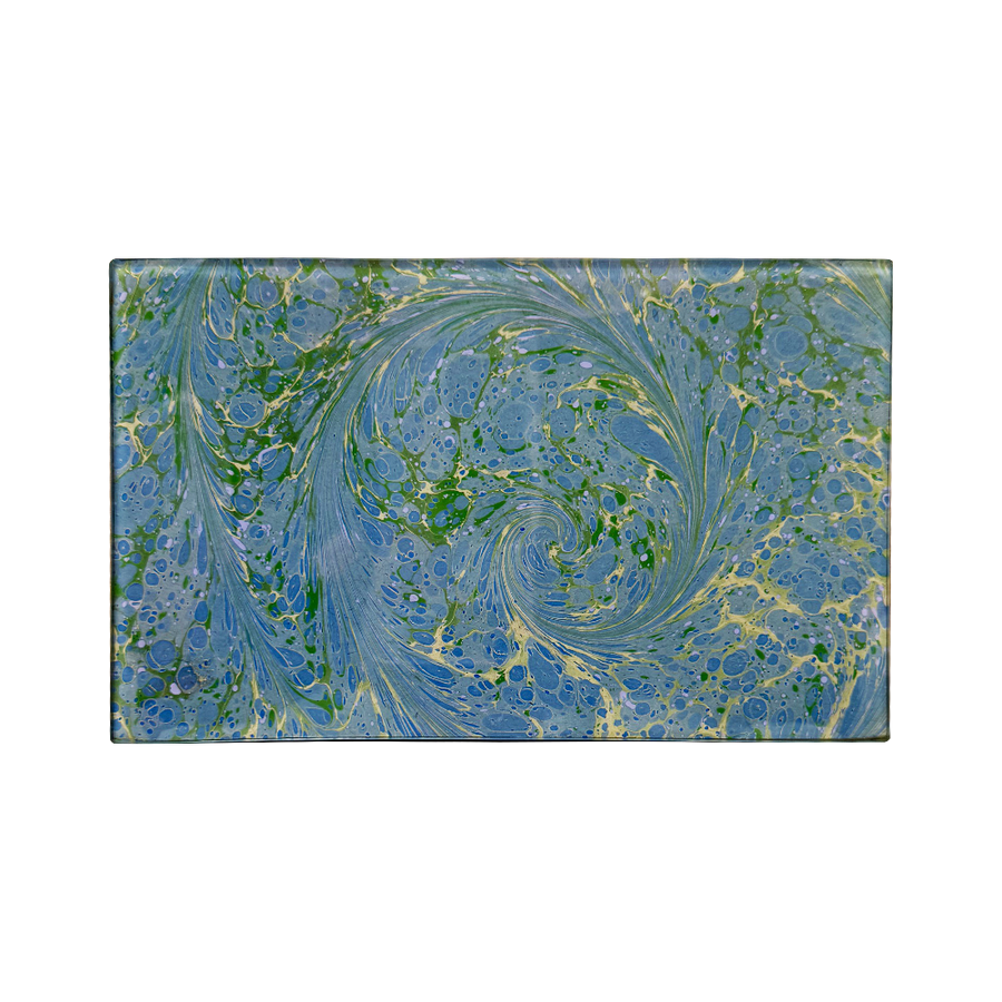 5 x 8 Blue Green Swirl Glass Tray