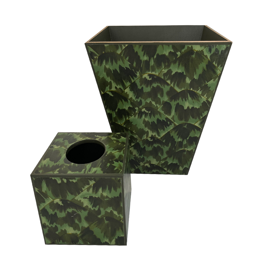 Schumacher Green Tortoise Bin + Tissue Holder