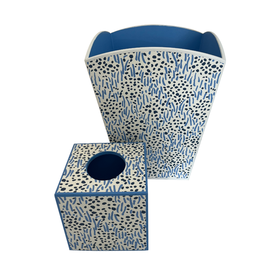 Quadrille Trilby New Blue Bin & Tissue Holder