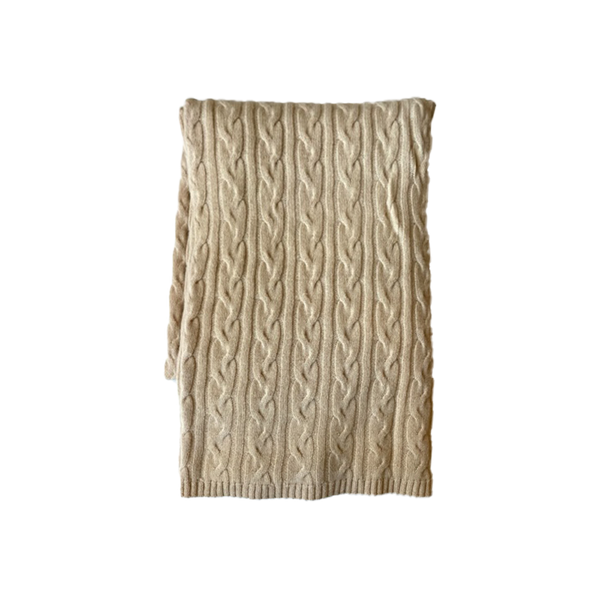 Cashmere Cable Throw - Natural - 2024 holiday gift guide