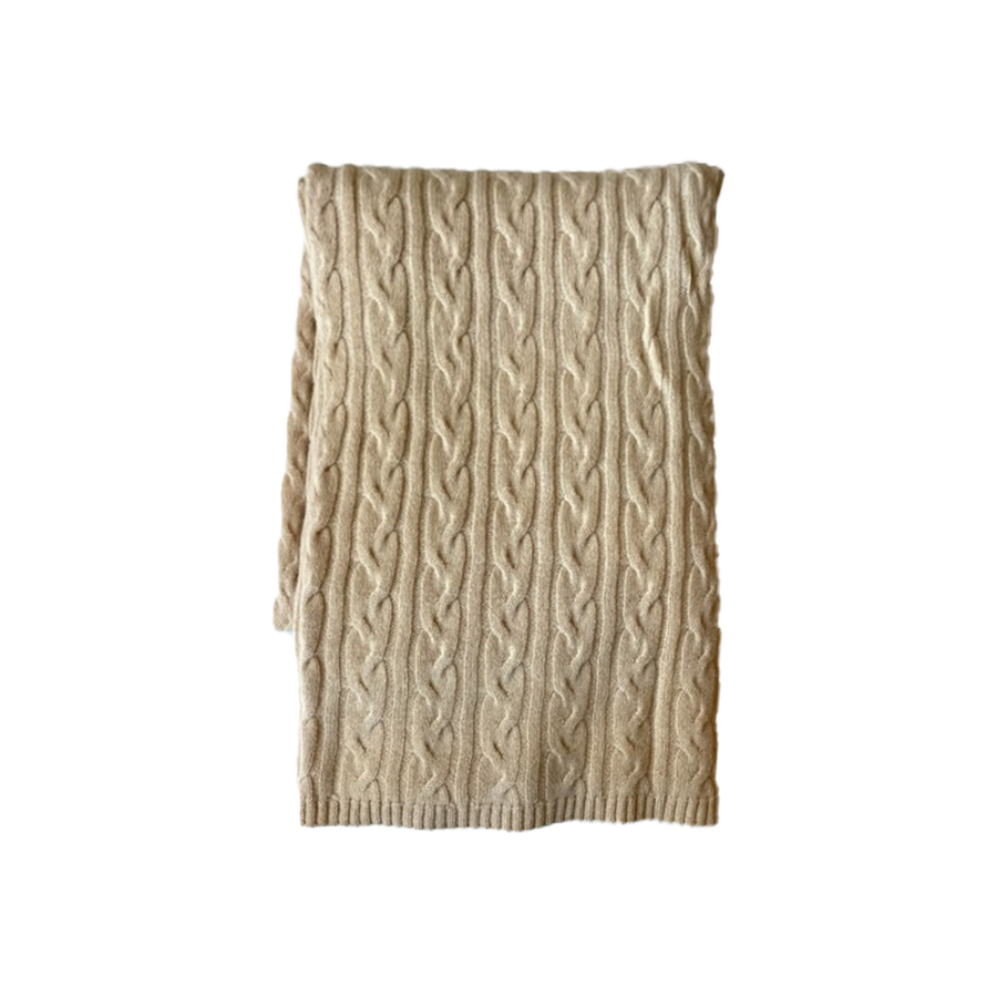 Cashmere Cable Throw - Natural