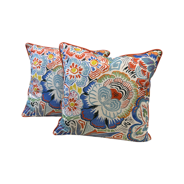 Multi Color Floral 20" Pillows S/2 - Sample Sale