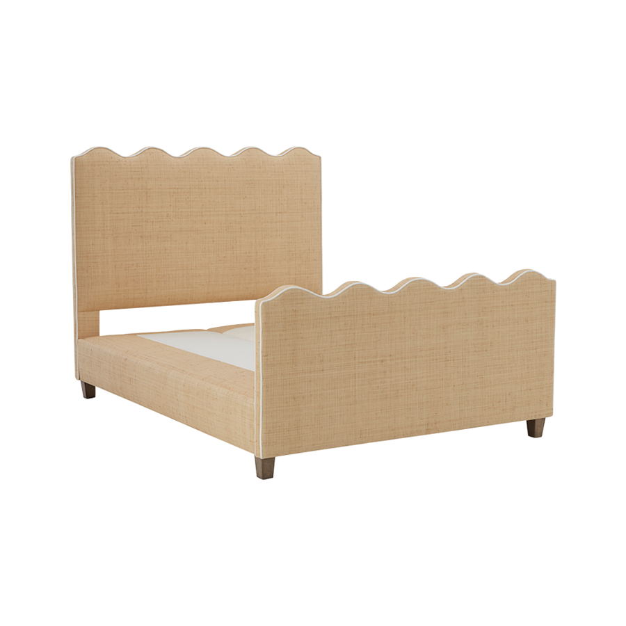 Wave Platform Bed with Footboard - Natural Raffia