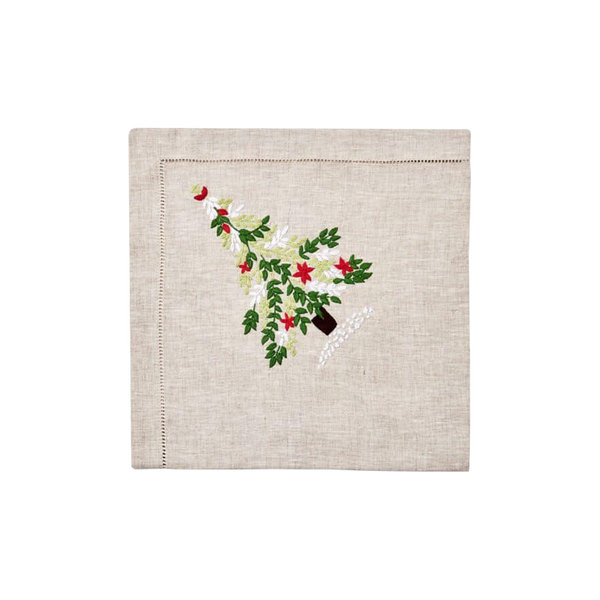 Flax Holiday Tree Napkins Set of 8 - 2024 holiday gift guide