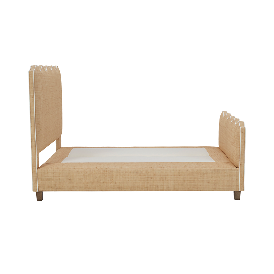 Wave Platform Bed with Footboard - Natural Raffia